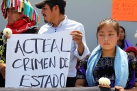 Martes 11 de agosto del 2015. Tuxtla Gutiérrez. Pobladores de la comunidad de desplazados de Acteal de San Pedro Chenalho se manifiestan en la capital del estado de Chiapas para protestar por la libertad otorgada hace 6 años a los autores materiales del c