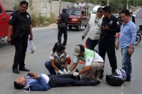 Domingo 17 de marzo del 2019. Tuxtla Gutiérrez. Un accidente en motocicleta ocasiona dos lesionados esta mañana en la carretera hacia el ejido El Jobo.