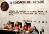 Martes 22 de noviembre del 2016. Tuxtla Gutiérrez. Tipificar el delito de acoso sexual en las calles en Chiapas es la propuesta que el día de hoy presenta la Comisión de Equidad y Género del Congreso de este estado del sureste de México.