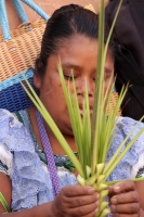 20230402. Tuxtla. IndÃ­genas tojolabales ofrecen realizan bellas artesanÃ­as elaboradas de palma para ofrecerlas a los feligreses durante esta semana santa en las principales iglesias de Chiapas.