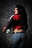 Domingo 13 de julio del 2014. Tuxtla Gutiérrez. Nuestras modelos conmemorativas de la final del fut bol con el uniforme de Alemania.