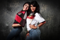 Domingo 13 de julio del 2014. Tuxtla Gutiérrez. Nuestras modelos conmemorativas de la final del fut bol con el uniforme de Alemania.