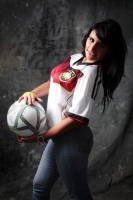 Domingo 13 de julio del 2014. Tuxtla Gutiérrez. Nuestras modelos conmemorativas de la final del fut bol con el uniforme de Alemania.