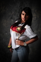 Domingo 13 de julio del 2014. Tuxtla Gutiérrez. Nuestras modelos conmemorativas de la final del fut bol con el uniforme de Alemania.