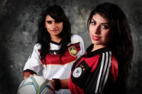 Domingo 13 de julio del 2014. Tuxtla Gutiérrez. Nuestras modelos conmemorativas de la final del fut bol con el uniforme de Alemania.