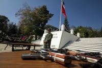 Miércoles 18 de enero del 2017. Tuxtla Gutiérrez. Elementos del ejército mexicano destruyen armamento decomisado en las instalaciones castrenses Los Sabinos ante la presencia militar y civil de Chiapas y Tabasco.