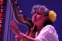 Martes 18 de agosto del 2015. Tuxtla Gutiérrez. La concertista Cristina Cabrera durante el concierto didáctico previo al Encuentro de Arpas Indígenas y Afroamericanas que organiza la Comisión Nacional para el Desarrollo de los Pueblos Indígenas y la Unive
