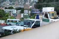 Lunes 9 de Septiembre del 2013. Tuxtla Gutiérrez. Las unidades del autotransporte tuxtleco continúan bloqueando el crucero de la novena sur en la 11 poniente.
