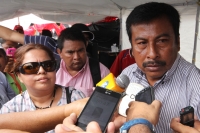 Lunes 14 de octubre del 2013. Tuxtla Gutiérrez. Pedro Goméz Bamaca, vocero del movimiento magisterial habla esta mañana sobre las nuevas acciones que los maestros tomaran en Chiapas.