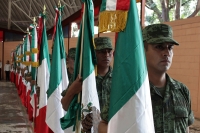 Miércoles 24 de febrero del 2016. Tuxtla Gutiérrez. Este medio día se lleva a cabo la ceremonia de abanderamiento de las escoltas del sistema escolar en la capital del estado de Chiapas.