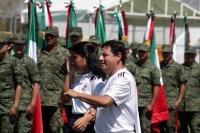 Martes 24 de febrero del 2015. Tuxtla Gutiérrez. El abanderamiento de las escoltas escolares de Chiapas se realiza esta mañana en el estadio de Fut Bol Americano Samuel León Brindis en la capital del estado de Chiapas.