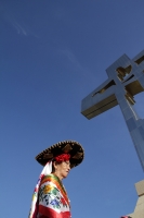 Lunes 15 de febrero del 2016. Tuxtla Gutiérrez. El Papa Francisco bendice desde el aire el Cristo de Copoya