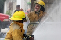 Julio del 2015. Tuxtla Gutiérrez. Los bomberos de la ciudad.