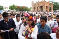 Domingo 24 de junio del 2012. Chiapa de Corzo, Chiapas. Marcela Bonilla, candidata del POCh realiza un cierre de campaña en esta colonial ciudad.