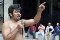Lunes 28 de octubre del 2019. Tuxtla Gutiérrez. Un chiapacorceño protesta en la ciudad.