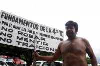 Lunes 28 de octubre del 2019. Tuxtla Gutiérrez. Un chiapacorceño protesta en la ciudad.