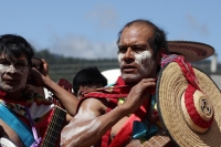 Domingo 15 de febrero del 2015. San Miguel Huixtan. Los danzantes de las comunidades de Huixtan realizan la representación de la danza de Carnaval este medio día en esta comunidad de los altos de Chiapas donde se reúnen celebrando los días previos a la cu