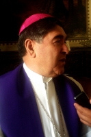 Monseñor Felipe Arismendi, después de la ceremonia litúrgica de este domingo.