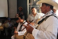 Noviembre 19 de noviembre del 2017. Tuxtla Gutiérrez. Los músicos Zoques de Chiapas se reúnen durante el encuentro de tamboreros y piteros para celebrar la continuidad de las costumbres dentro de esta comunidad indí­gena de Chiapas.