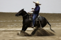 Lunes 17 de octubre del 2016. Tuxtla Gutiérrez. Antes de la inauguración del Foro Chiapas continúan las prácticas de los charros que participaran en el Torneo Nacional de Charrería mientras los trabajadores realizan las últimas soldaduras a la estructura 