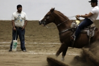 Lunes 17 de octubre del 2016. Tuxtla Gutiérrez. Antes de la inauguración del Foro Chiapas continúan las prácticas de los charros que participaran en el Torneo Nacional de Charrería mientras los trabajadores realizan las últimas soldaduras a la estructura 