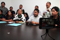 Jueves 11 de enero del 2018. Tuxtla Gutiérrez.  Familiares de los detenidos durante el desalojo de los manifestantes de San Pedro Chenalho en conferencia de prensa piden la libertad de los detenidos