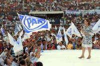 Domingo 1 de abril del 2012. Josefina Vázquez Mota en campaña desde el Estadio Olímpico de la ciudad de Tapachula