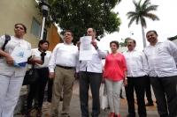 Jueves 4 de agosto del 2016. Tuxtla Gutiérrez. Gustavo A. de Hoyos Walther, presidente nacional de la Confederación Patronal de la República Mexicana acompaña a Enoc Gutiérrez Cruz de Coparmex-Chiapas en los tribunales federales en este estado del sureste