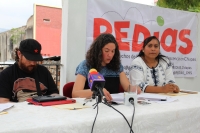 Viernes 17 de noviembre del 2017. Tuxtla Gutiérrez. Los medios de comunicación asisten a la conferencia de prensa donde organizaciones sociales describen el acontecer de la vida en las comunidades afectadas por el sismo del 7 de septiembre en Chiapas.