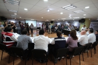 Domingo 15 de marzo del 2020. Tuxtla Gutiérrez. Los trabajadores de los medios de comunicación durante la conferencia de prensa en torno al Coronavirus en Chiapas