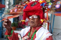 Sábado 14 de febrero del 2015. Tuxtla Gutiérrez. Ataviados de coloridos vestuario, los danzantes del carnaval zoque recorren las calles de la capital del estado de Chiapas, bailando y gritando vivas a las festividades de la localidad.