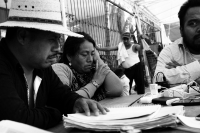 Lunes 2 de abril del 2018. Tuxtla Gutiérrez. Desplazados del Ejido Puebla denuncian esta mañana los nuevos ataques violentos de los grupos paramilitares de Chenalho, donde se habla de la ejecución de Manuel Gómez Pérez, Alonso Gómez Hernández, Isid