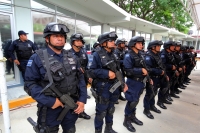 Lunes 13 de julio del 2015. Tuxtla Gutiérrez. Durante las celebraciones del Día Nacional de la Policía Federal, la comisaria en Chiapas se declara atenta al sellado de la frontera sur durante las acciones de búsqueda del Chapo Guzmán y en apoyo a la segur