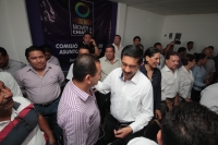 Martes 6 de marzo del 2018. Tuxtla Gutiérrez. Enoc Hernández Cruz del partido Podemos Mover a Chiapas encabezando su partido buscar lograr la Candidatura Común para la gubernatura de Chiapas