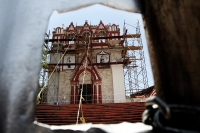 Martes 7 de agosto del 2018. Chiapa de Corzo. La iglesia del Calvario en esta ciudad ribereña continúa resguardada por el INAH en donde sus especialistas intentan realizar las restauraciones de los daños ocasionados por el fuerte temblor de 7 de septie