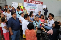 Jueves 3 de noviembre del 2016. Tuxtla Gutiérrez. Conferencia de prensa del grupo de maestros de la escuela Secundaria Moises Sáenz Garza donde hablan sobre el caso del dictamen emitido por protección civil como zona de alto riesgo y desalojo de la misma