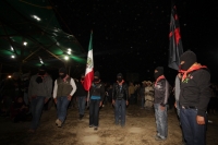 1 de enero del 2015. San Andrés Larrainzar. La delegación de padres de familia y compañeros de los normalistas de Ayotzinapa durante las celebraciones del aniversario zapatista en el Caracol II de Oventik