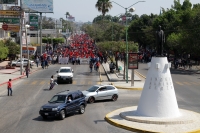 Miércoles 30 de enero del 2019. Tuxtla Gutiérrez. Aspecto de la movilización de las organizaciones campesinas que marchan este medio día en las calles de la ciudad para dar inicio a las manifestaciones en protesta en el país.