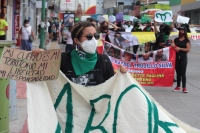 Lunes 28 de septiembre del 2020. Tuxtla Gutiérrez. Durante la manifestación feminista durante el Día de Acción Global por el acceso al Aborto Legal y Seguro esta tarde en la capital de #Chiapas