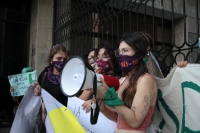 Lunes 28 de septiembre del 2020. Tuxtla Gutiérrez. Durante la manifestación feminista durante el Día de Acción Global por el acceso al Aborto Legal y Seguro esta tarde en la capital de #Chiapas