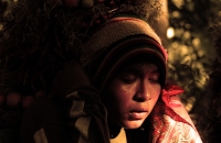 Lunes 21 de diciembre del 2015. Chiapa de Corzo. Los cientos de Floreros llegan esta madrugada a las cercanías de la comunidad de la ribera del Grijalva sucios y cansados después de permanecer durante 8 días en las montañas de Los altos de Chiapas donde r
