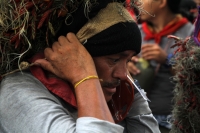 Miércoles 21 de diciembre del 2016. Chiapa de Corzo. La Topada de la Flor. Los jóvenes floreros llegan a Chiapa de Corzo después de caminar por cientos de kilómetros hacia las comunidades de Los Altos de Chiapas y de recolectar manojos o amarres del tubér