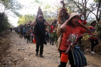 Miércoles 21 de diciembre del 2016. Chiapa de Corzo. La Topada de la Flor. Los jóvenes floreros llegan a Chiapa de Corzo después de caminar por cientos de kilómetros hacia las comunidades de Los Altos de Chiapas y de recolectar manojos o amarres del tubér Miércoles 21 de diciembre del 2016. Chiapa de Corzo. La Topada de la Flor. Los jóvenes floreros llegan a Chiapa de Corzo después de caminar por cientos de kilómetros hacia las comunidades de Los Altos de Chiapas y de recolectar manojos o amarres del tubér