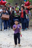 Miércoles 21 de diciembre del 2016. Chiapa de Corzo. La Topada de la Flor. Los jóvenes floreros llegan a Chiapa de Corzo después de caminar por cientos de kilómetros hacia las comunidades de Los Altos de Chiapas y de recolectar manojos o amarres del tubér
