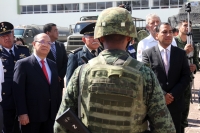 Domingo 19 de febrero del 2017. Berriozábal, Chiapas. Elementos castrenses durante las Celebraciones del CIV aniversario de la creación del ejército Mexicano en las instalaciones del Campo Militar 31-C El Sabino. En la imagen el Secretario de Gobierno de 