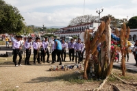 Martes 29 de diciembre del 2015. Chiapa de Corzo. Un grupo musical de la comunidad Ixtapa canta y baila alrededor de un árbol en un costado de la Plaza de Armas en el cual los curiosos afirman ver la imagen de una Virgen, la cual es adorada cada mañana po
