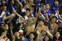 Sábado 18 de enero del 2014. Tuxtla Gutiérrez. Aspectos del partido de esta noche entre jaguares de Chiapas y el Cruz Azul.
