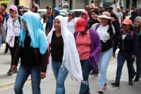 Jueves 22 de agosto del 2019. Tuxtla Gutiérrez. Estudiantes normalistas de la Escuela Rural Jacinto Canek marchan esta mañana protestando por los desalojos que han sufrido durante las protestas en esta semana.