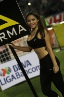 Jueves 27 de noviembre del 2014. Tuxtla Gutiérrez. Las bellas animadoras de los patrocinadores del partido de ida entre Jaguares de Chiapas y el Toluca al inicio de la liguilla del torneo del fut bol mexicano.