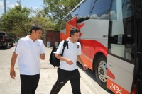 Lunes 14 de marzo. Los jugadores de los Jaguares de Chiapas parten este medio día a Ecuador donde sostendrán el partido de vuelta ante el Emelec dentro de la copa Libertadores.